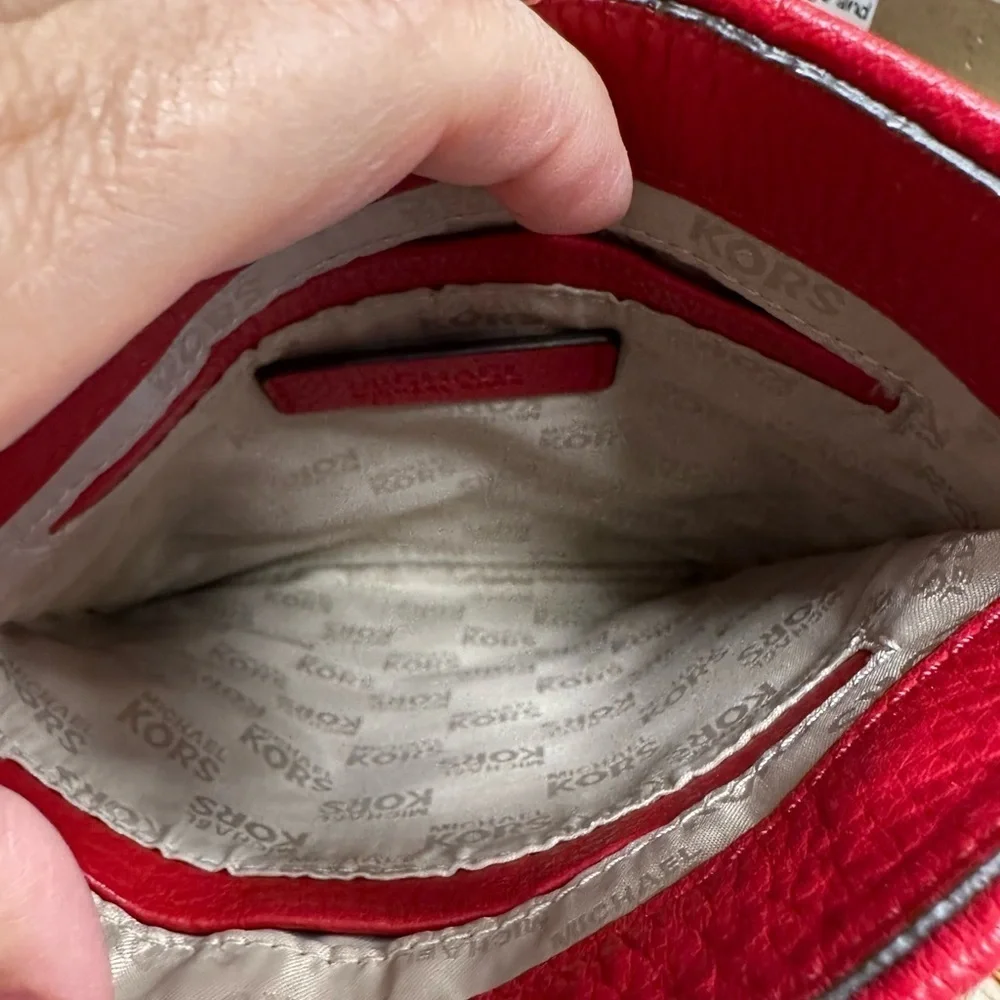 Michael Kors Red Leather Crossbody Bag